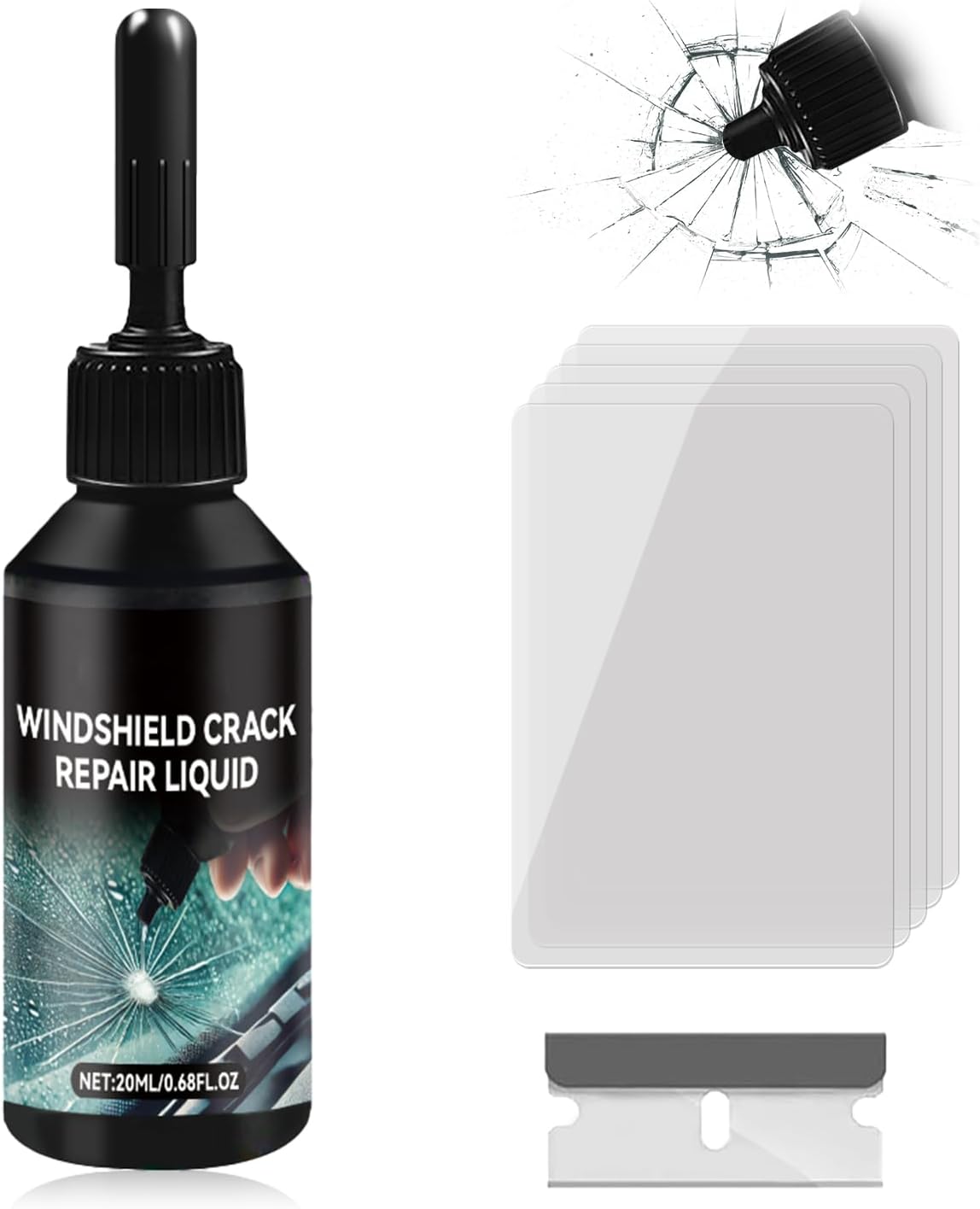 Applying JolliUp resin to a windshield chip